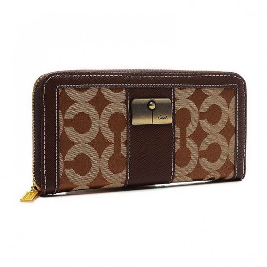 Coach Kristin Lock In Signature Large Brown Wallets ETJ | Coach Outlet Canada